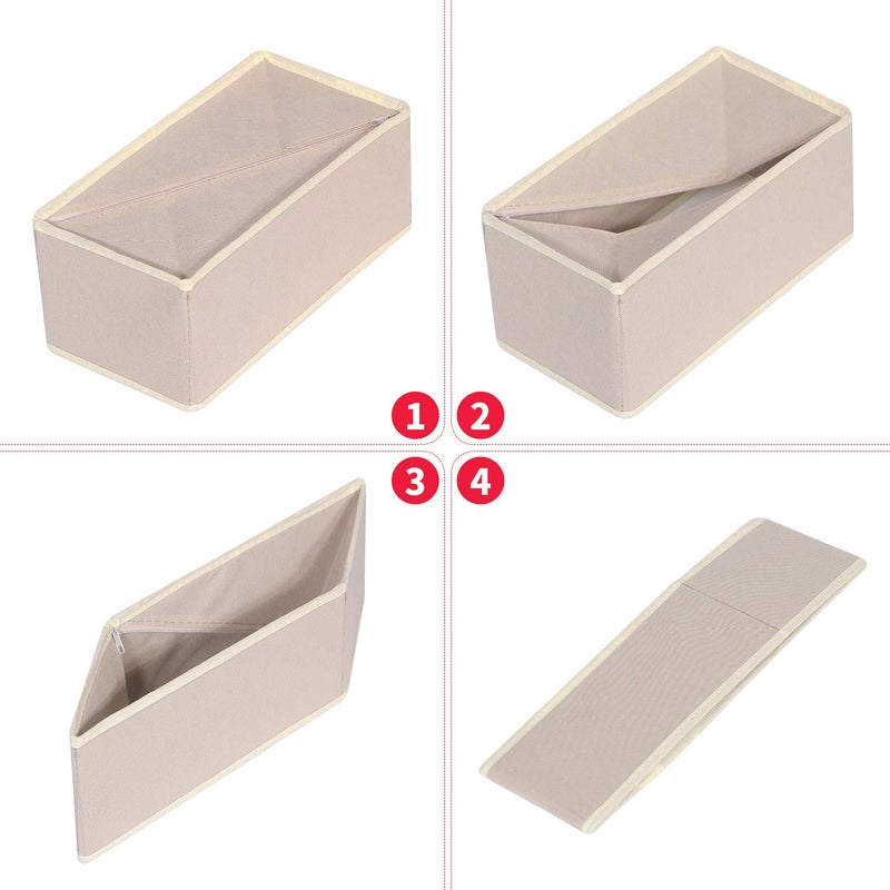TENABORT 12 Pack Foldable Drawer Organizer Dividers Cloth Storage Box Closet Dresser Organizer Cube Fabric Containers Basket Bins for Underwear Bras Socks Panties Lingeries Nursery Baby Clothes Beige NN246 - Image 3